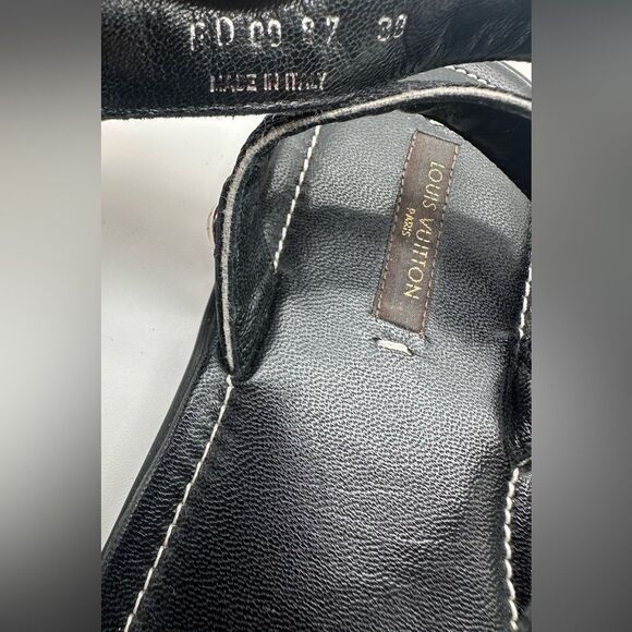 Louis Vuitton Passenger Black Flat Strappy Ankle Wrap Sandals EU 38 US 8 - Picture 7 of 11